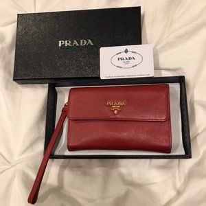 Prada Saffiano Leather Wallet Wristlet